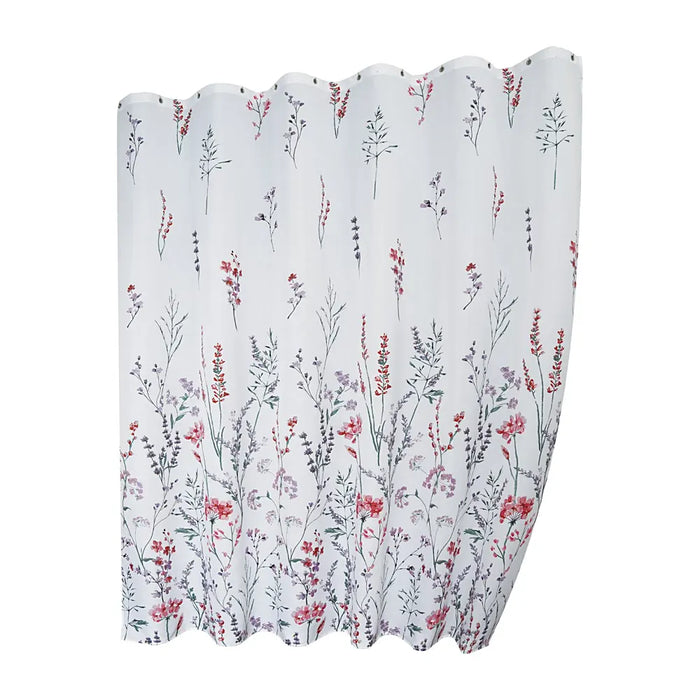 White floral printed shower curtain