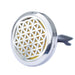 Flower of Life 30mm stainless steel car diffuser kit with vent clip and coloured reusable felt pads