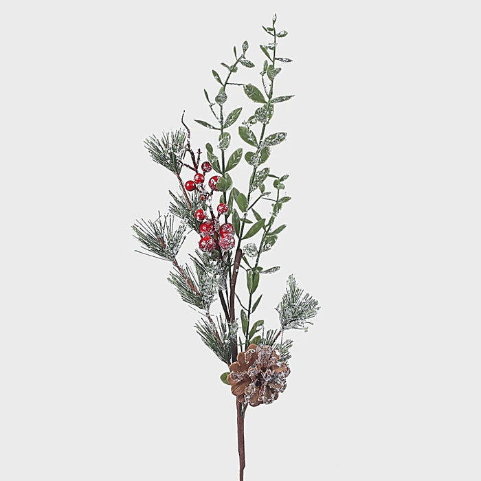 Frosted Larch Branch with Berries & Pinecone