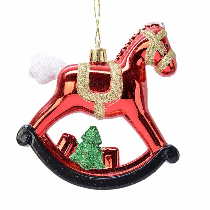 Glitter Rocking Horse Hanging Decoration