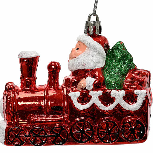 Glitter Santa in Train Hanging Decoration