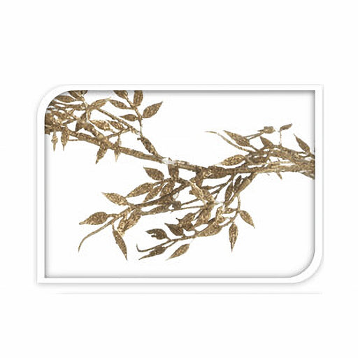 Close-up of Gold Glitter Small Leaf Garland showing intricate small leaves covered in glitter.