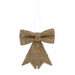 Close-up of Gold Hanging Glitter Bow showing glittery texture and detailed bow shape.