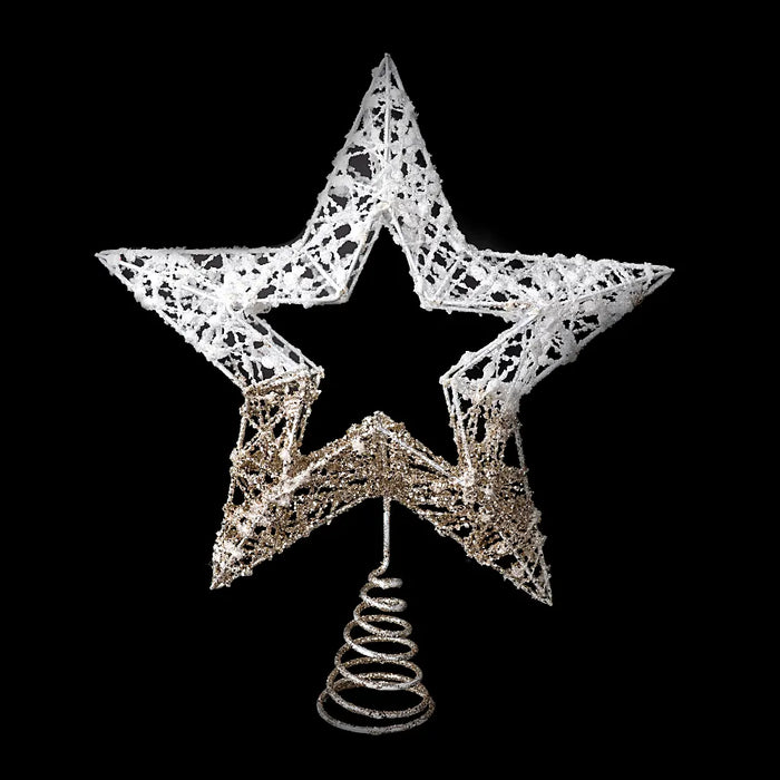 Gold & White Woven Star Tree Topper