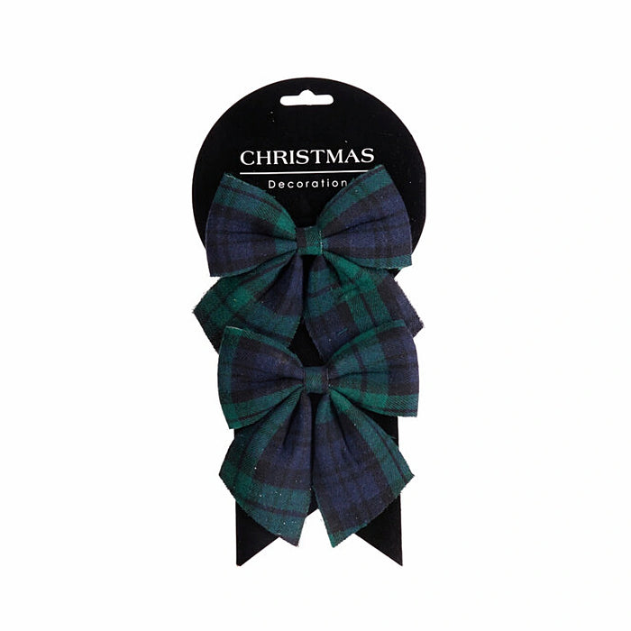 Close-up of Green Tartan Bow showing detailed green tartan pattern and neatly tied shape.