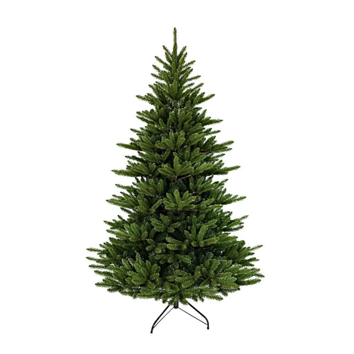 Close-up of realistic green branches and detailed needles of the Greenland Christmas tree.