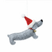 Grey Dog with Hat & Bell Collar Hanging Christmas Decoration