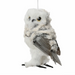 Grey Owl with Fur Feathers Hanging Christmas Decoration