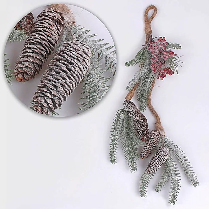 Hanging Decoration with Cones & Red Berries