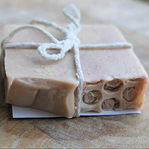 Hanna's Bees handmade honey and oats soap bar with Irish honey and organic oats in paper wrapper