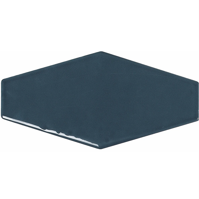 Close-up of the Harlequin Navy tile, showing its glossy deep blue glaze and smooth finish.