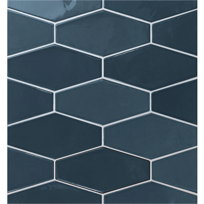 Close-up of the Harlequin Navy tile, showing its glossy deep blue glaze and smooth finish.