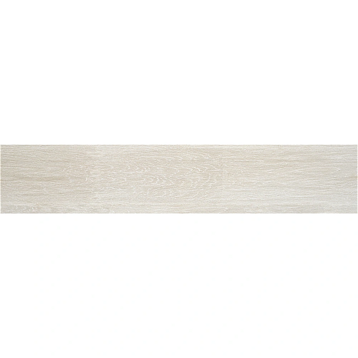 Wide Light Grey porcelain plank close-up highlighting realistic grain patterns.