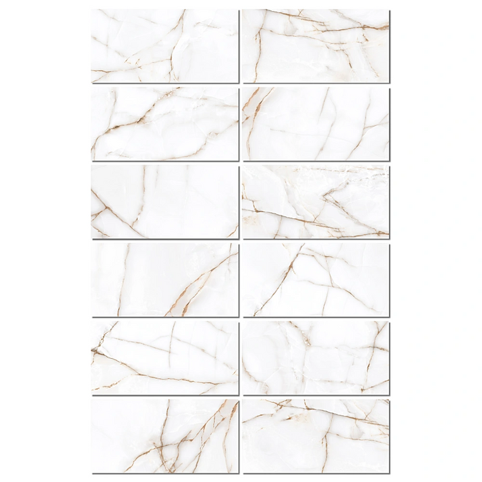 Close-up of Marble Beige tile showing polished surface, warm beige colour, and delicate veining.