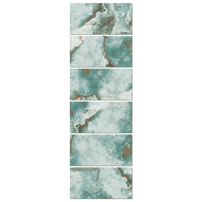 Close-up of Marble Green tile showing polished finish, natural veining, and stone-like texture.