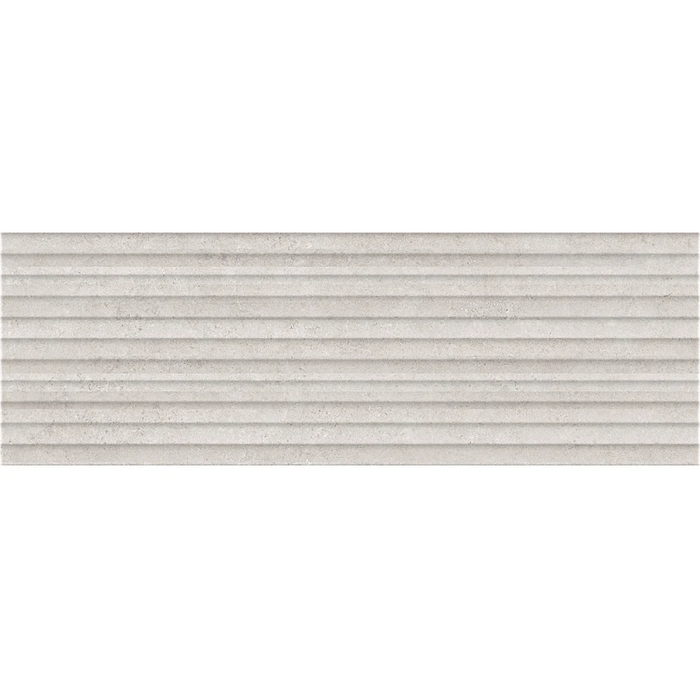 Close-up of Homeful Essentials RLV Taupe wall tile showing its textured taupe surface.