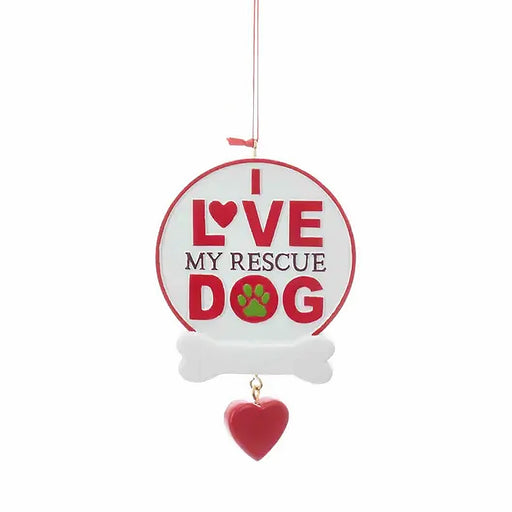 "I Love My Rescue Dog" Hanging Rescue Dog Decoration