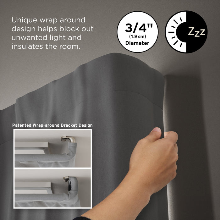 Twilight curtain pole in a stylish matt nickel finish with modern, minimalist finials — perfect for contemporary interiors.