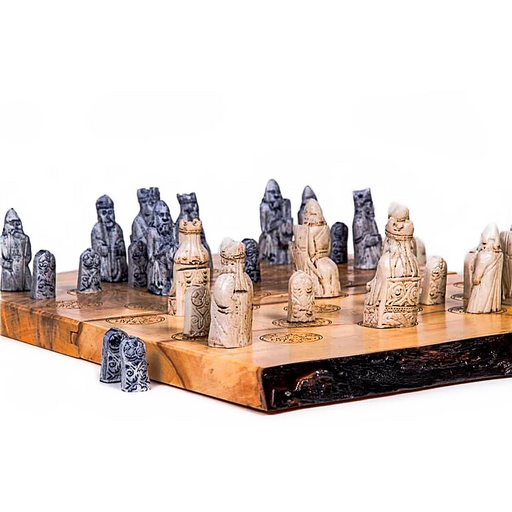 Irish Hardwood Chess Board with Limestone Pieces