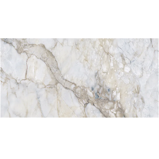 Close-up of Jackson Blue Polished tile highlighting its rich blue hue, polished sheen, and realistic veining.