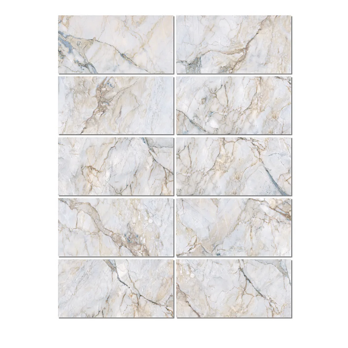 Close-up of Jackson Blue Polished tile highlighting its rich blue hue, polished sheen, and realistic veining.