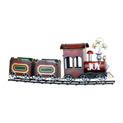 Long decorative red Christmas train ornament measuring 77cm, with festive detailing, styled for holiday décor.
