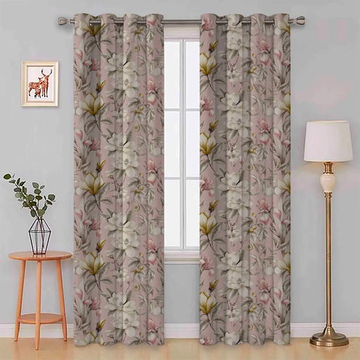 Lavish blush pink eyelet curtains with soft drape and subtle shimmer for a stylish touch
