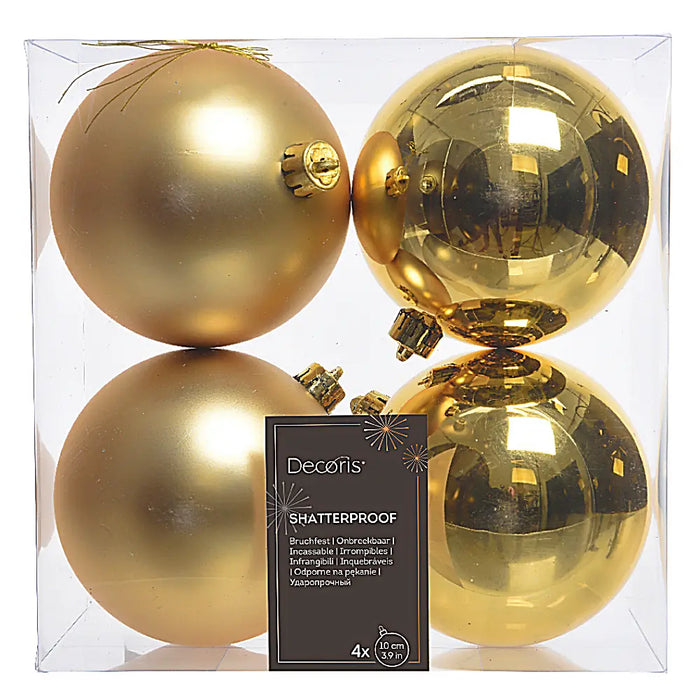 Light Gold 10cm Baubles pack of 4