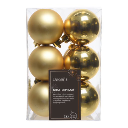 Light Gold 6cm Christmas Baubles 12 Pack