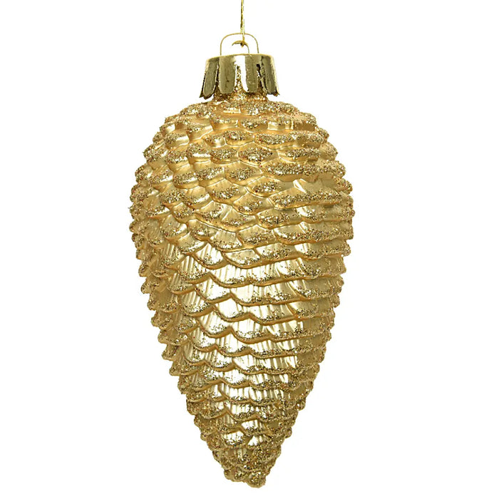 Light Gold Glitter Pinecone Hanging Decoration