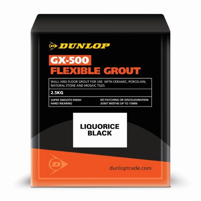 Dunlop GX-500 Flexible Grout 2.5kg – Liquorice Black wall and floor tile grout