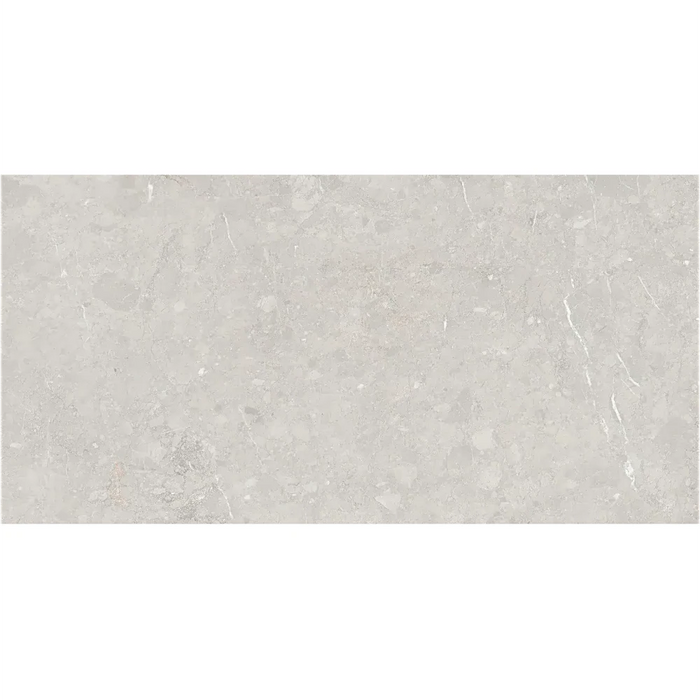 Detailed view of Little Rock Pearl Porcelain tile showing matt texture, fine surface detail, and subtle stone-inspired colour shifts.