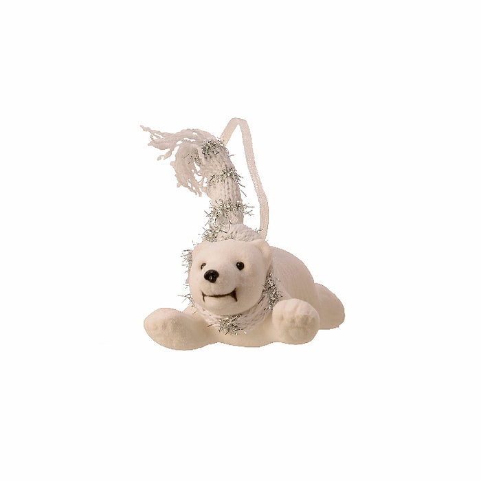 Lying Down Polar Bear with Scarf Hanging Decoration