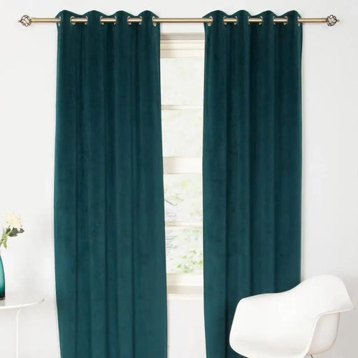Marine colour thermal velvet eyelet curtains with interlining for a luxurious and insulating finish
