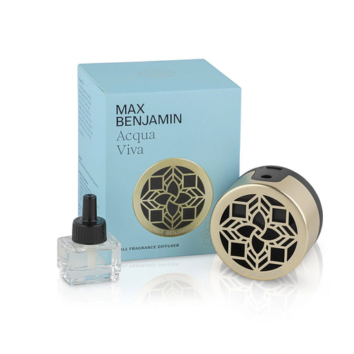 Max Benjamin Acqua Viva plug-in wall diffuser with 15 ml refill bottle in packaging