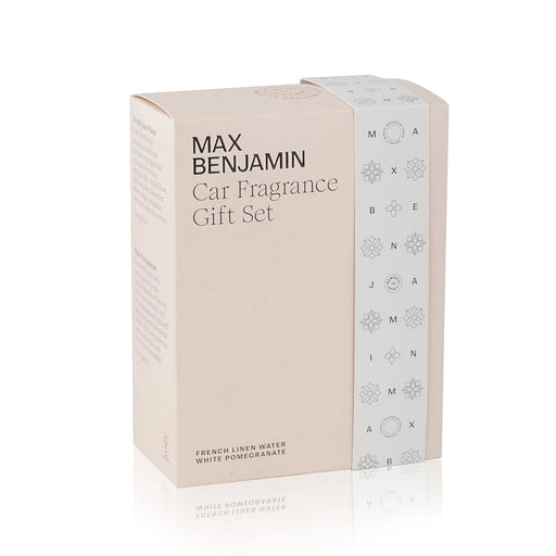 Max Benjamin French Linen Water and White Pomegranate Car Fragrance Gift Set