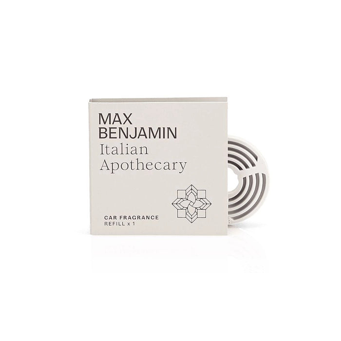 Max Benjamin Italian Apothecary single car fragrance refill in packaging