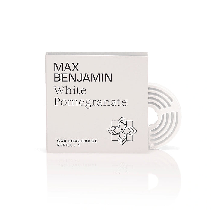 Max Benjamin White Pomegranate single car fragrance refill in packaging