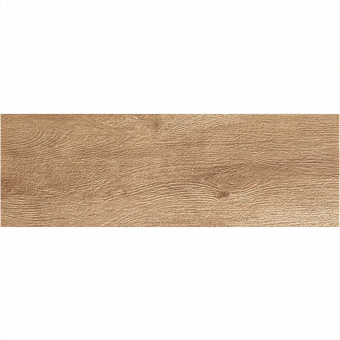 Close-up of Merbau Roble porcelain tile showing deep timber tones and fine grain texture.