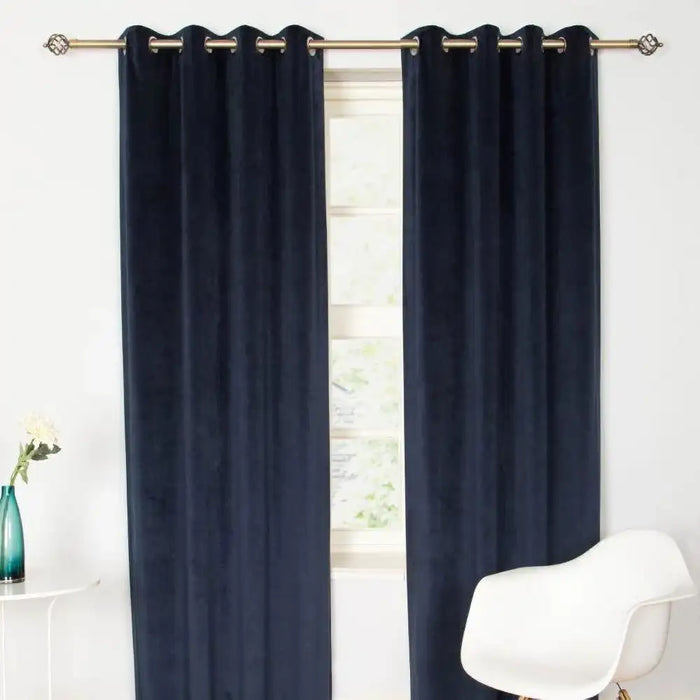 Midnight colour thermal velvet eyelet curtains with interlining for a luxurious and insulating finish