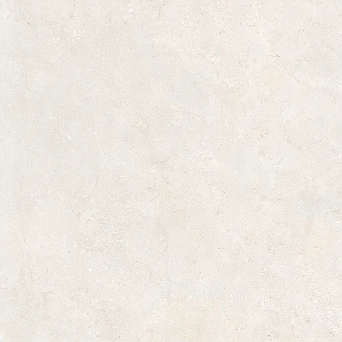 Close-up of Montpellier Blanco tile showing its smooth matt finish and pure white tone.