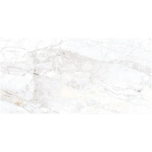 Close-up of Mystic Blanco porcelain tile highlighting its smooth matt surface, soft white tone, and gentle stone-like veining.