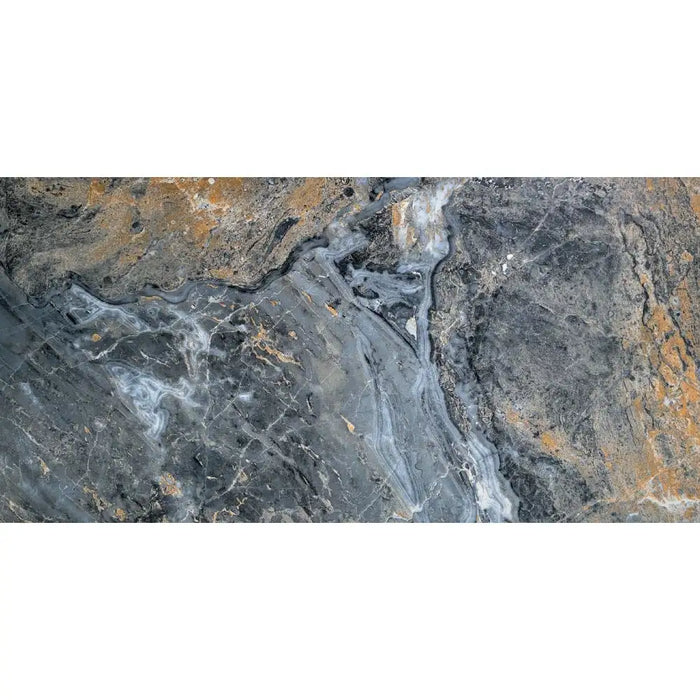 Detail of Nebula Blue Porcelain 60x120 tile showing its smooth matt surface and deep blue tones.