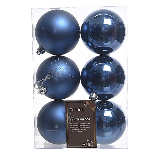 Night Blue 8cm Baubles pack of 6