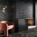 Modern interior featuring Night Lux matt tiles, adding depth and elegance with its dark stone-inspired tones.
