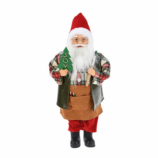 Close-up of Painter Santa Figure showing detailed facial features, clothing, and painted accessories.