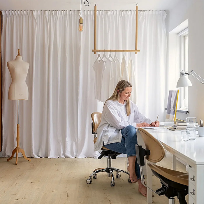 Pergo Glomma Beige Irish LVT flooring, styled with Scandinavian-inspired décor.