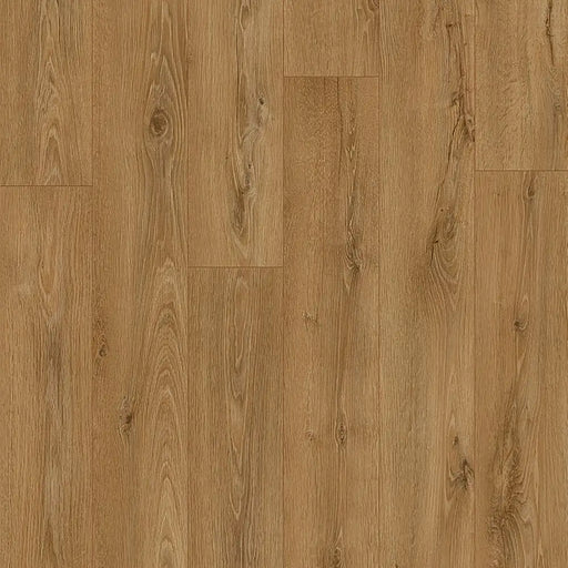 Detailed view of Pergo Glomma Brown Eifel LVT flooring showing deep brown wood grain.