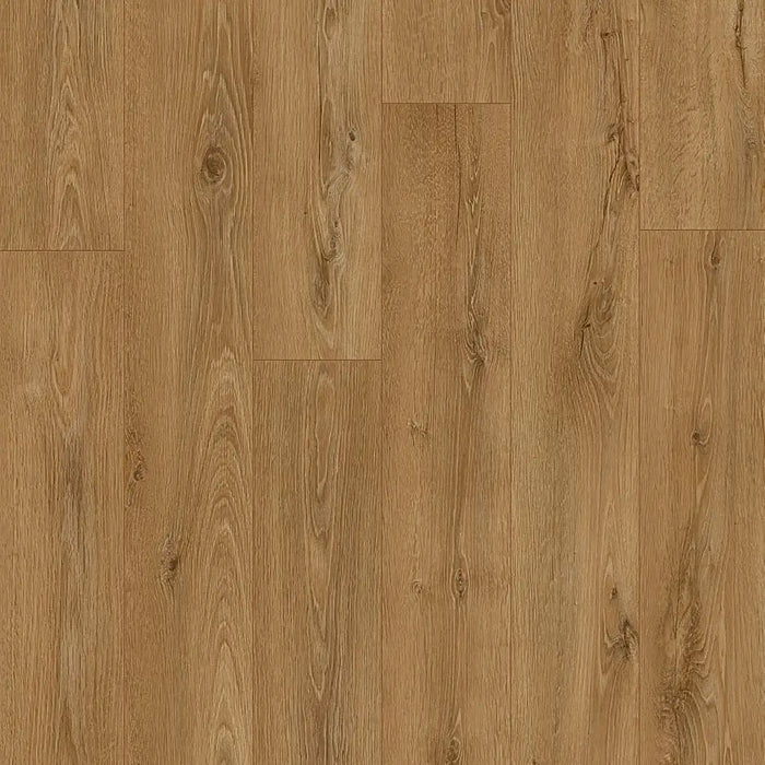 Detailed view of Pergo Glomma Brown Eifel LVT flooring showing deep brown wood grain.