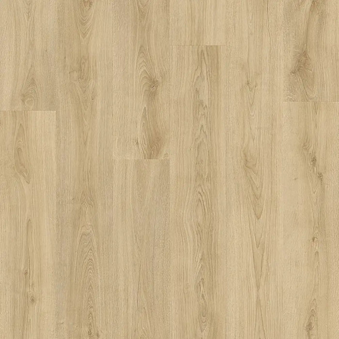 Detailed view of Pergo Glomma Pale Temper LVT flooring with light, natural wood grain.